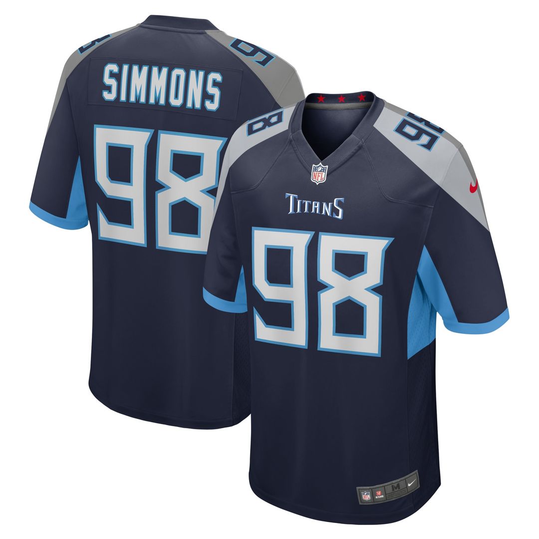Jeffery Simmons Tennessee Titans Nike  Game Official Jersey -  Navy