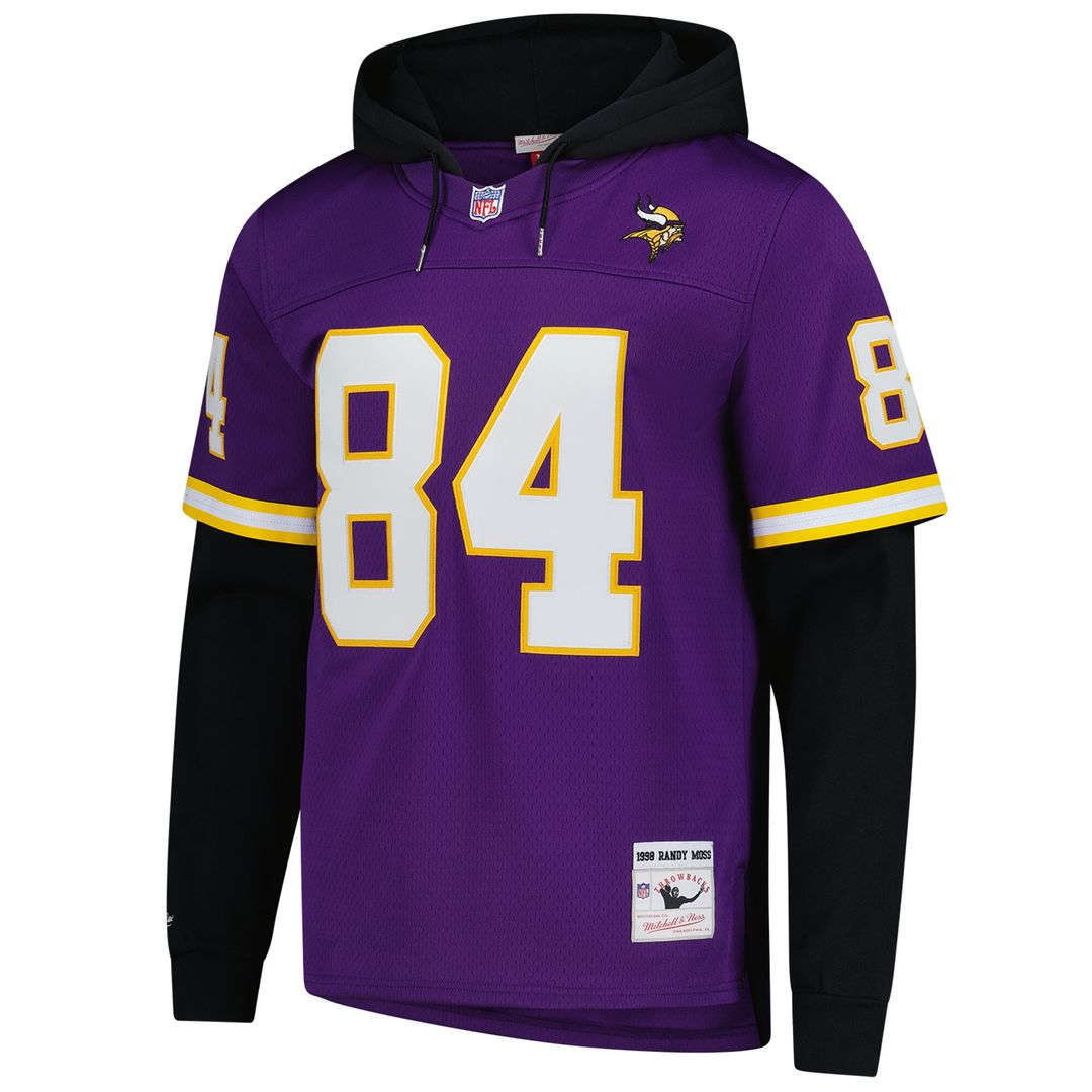 Randy Moss Minnesota Vikings Mitchell & Ness Player Name & Number Hoodie Legacy Official Jersey - Purple