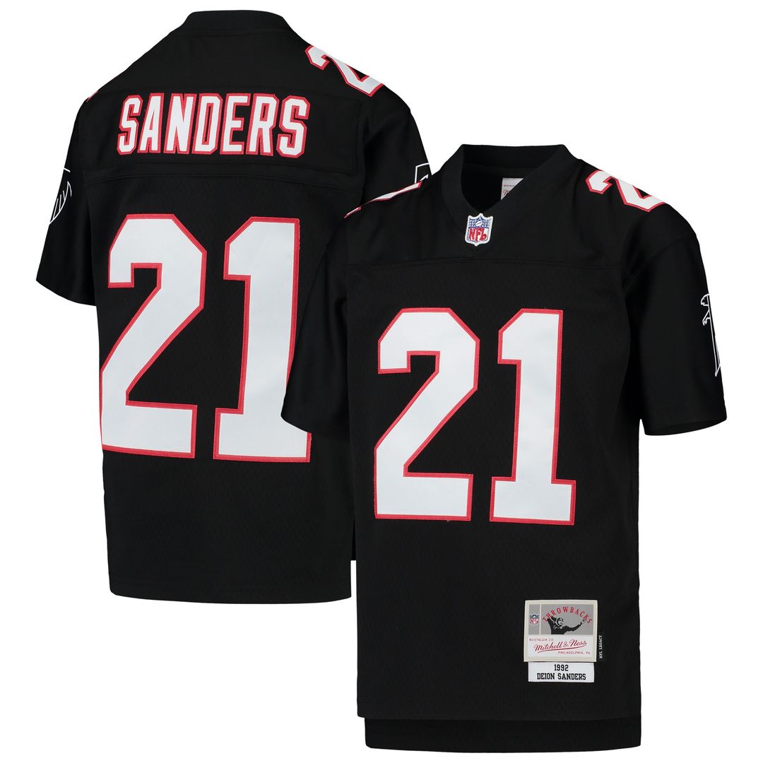 Deion Sanders Atlanta Falcons Mitchell & Ness Youth 1992 Legacy Retired Player Official Jersey - Black