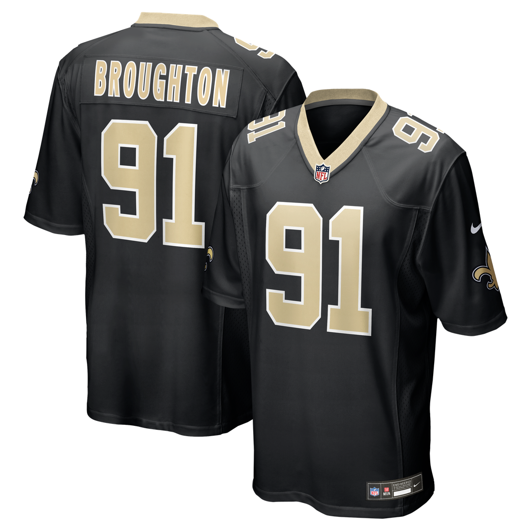 Vernon Broughton New Orleans Saints Nike Team Game Official Jersey -  Black