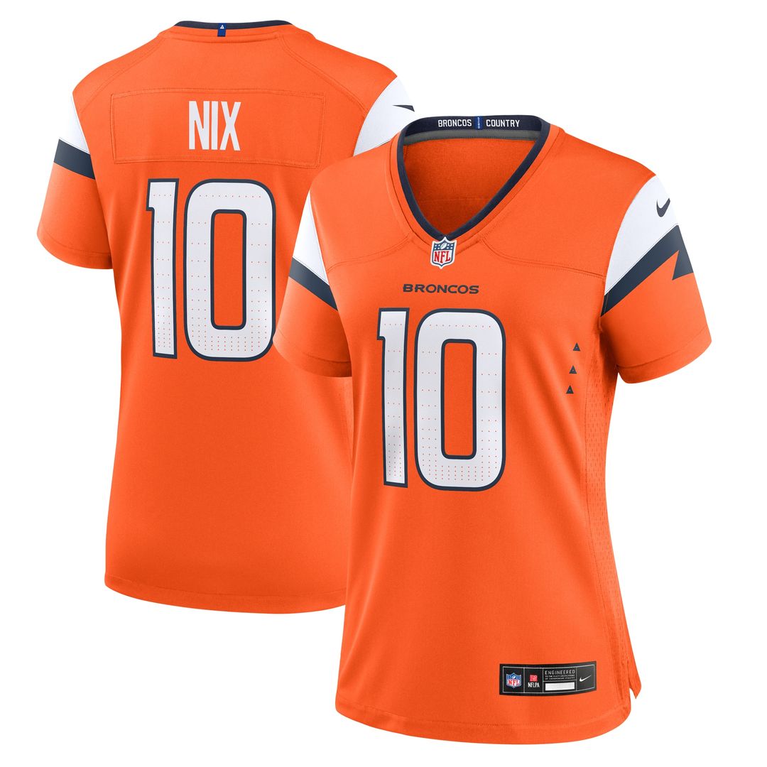 Bo Nix Denver Broncos Nike Women's Game Official Jersey -  Orange