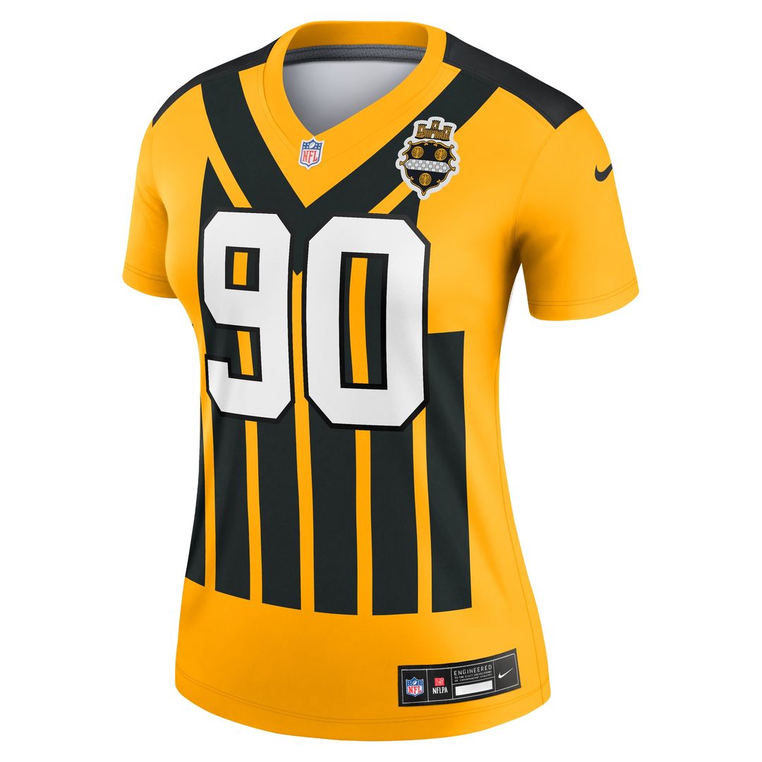 T.J. Watt Pittsburgh Steelers Nike Women's Alternate 1933 Throwback Legend Player Performance Top - Gold