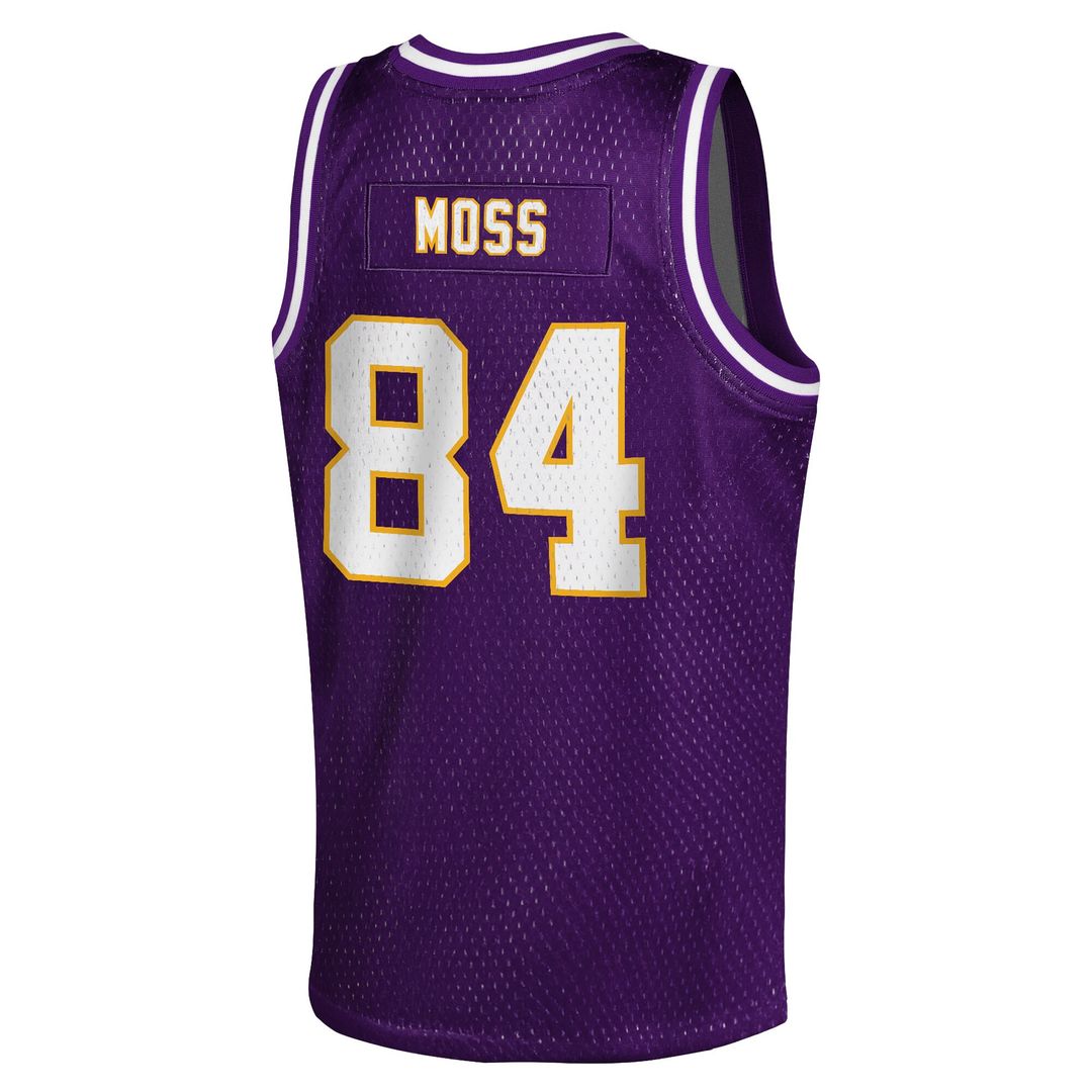 Randy Moss Minnesota Vikings Mitchell & Ness Youth Retired Player NFL Basketball Fashion Official Jersey - Purple