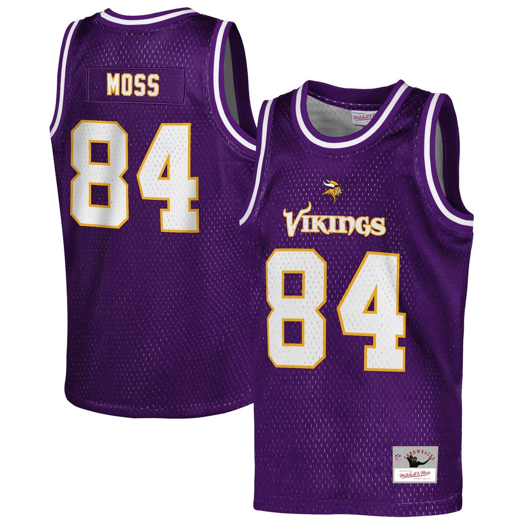 Randy Moss Minnesota Vikings Mitchell & Ness Youth Retired Player NFL Basketball Fashion Official Jersey - Purple