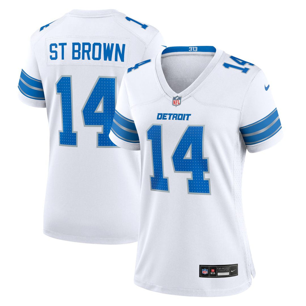 Amon-Ra St. Brown Detroit Lions Nike Women's White Game Official Jersey - White