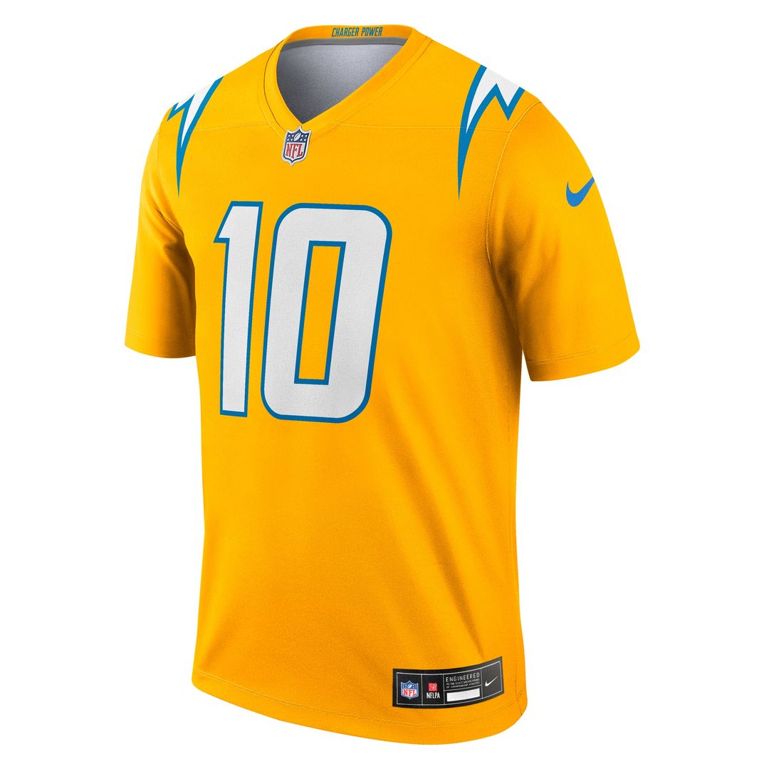 Justin Herbert Los Angeles Chargers Nike Alternate Charger Power Legend Player Performance Top - Gold