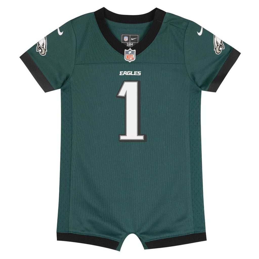 Jalen Hurts Philadelphia Eagles Nike Newborn & Infant Game Romper Official Jersey - Midnight Green