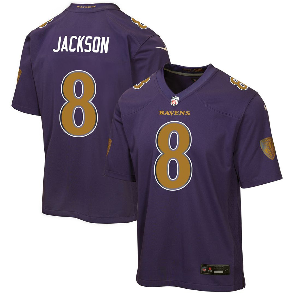 Lamar Jackson Baltimore Ravens Nike Youth Alternate 2 Game Official Jersey - Purple