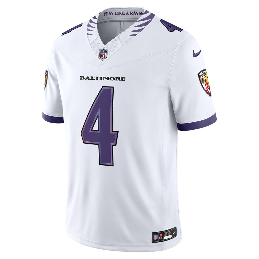 Zay Flowers Baltimore Ravens Nike Vapor F.U.S.E. Stitched Limited Official Jersey - White