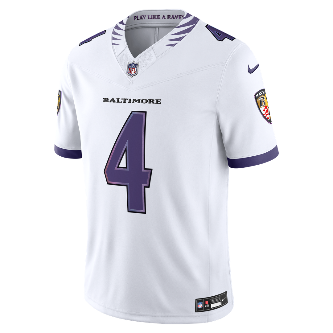 Zay Flowers Baltimore Ravens Nike Vapor F.U.S.E. Stitched Limited Official Jersey - White