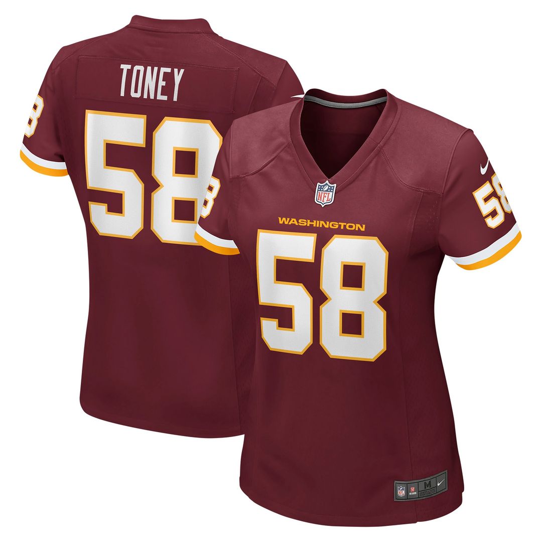 Shaka Toney Washington Football Team Nike Women's Game Official Jersey - Burgundy