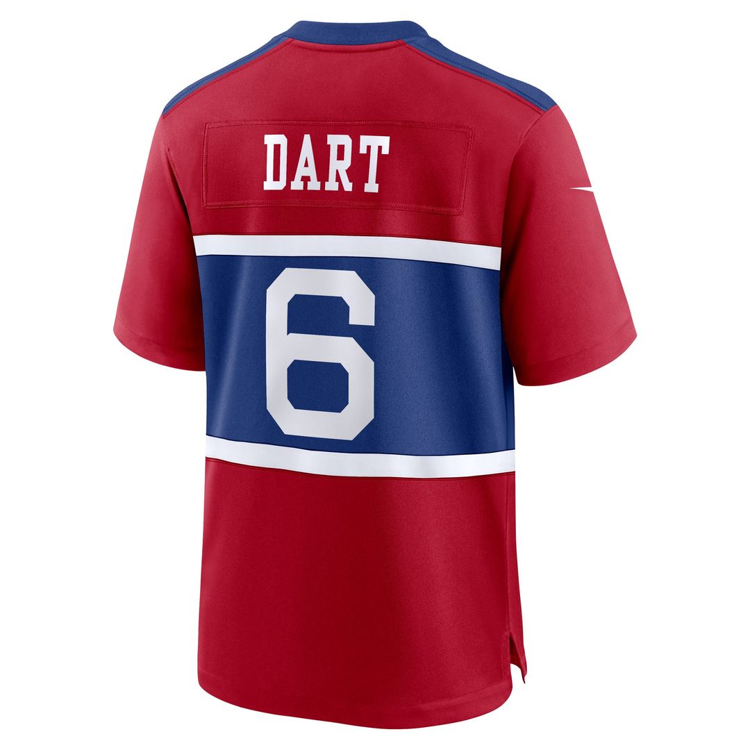Jaxson Dart New York Giants Nike Alternate Century Red Game Official Jersey - Red