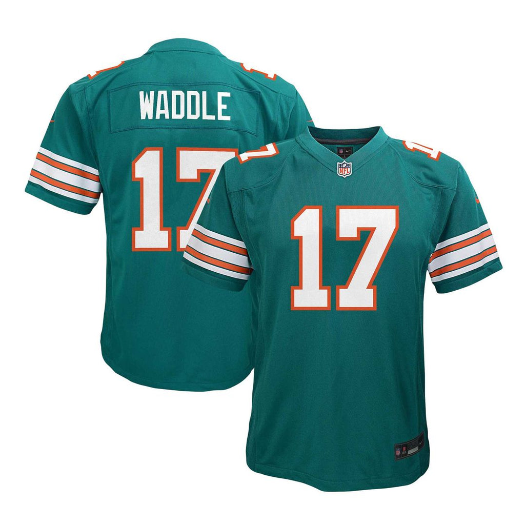Jaylen Waddle Miami Dolphins Nike Youth Game Official Jersey - Aqua