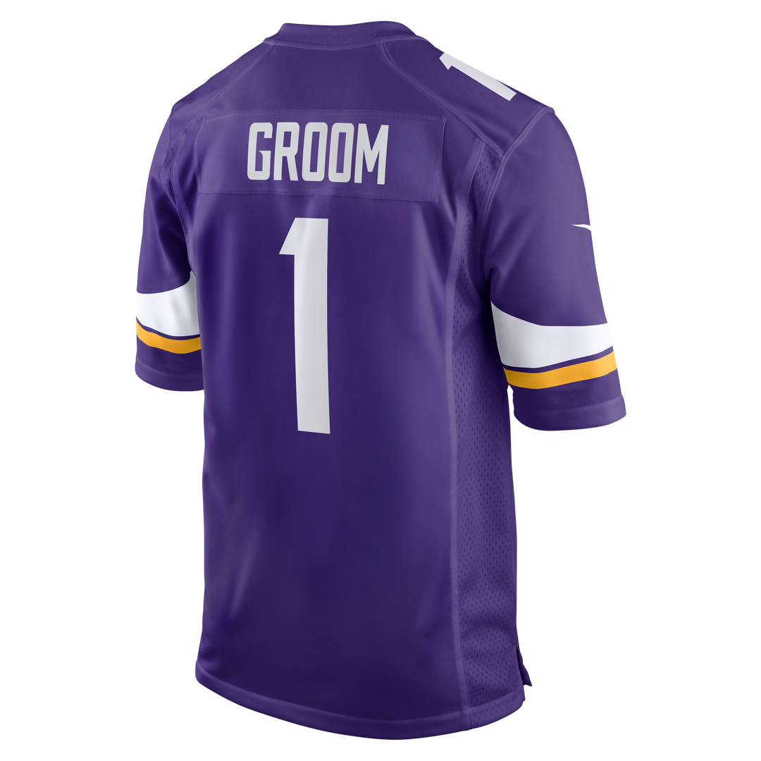 Number 1 Groom Minnesota Vikings Nike Game Official Jersey - Purple