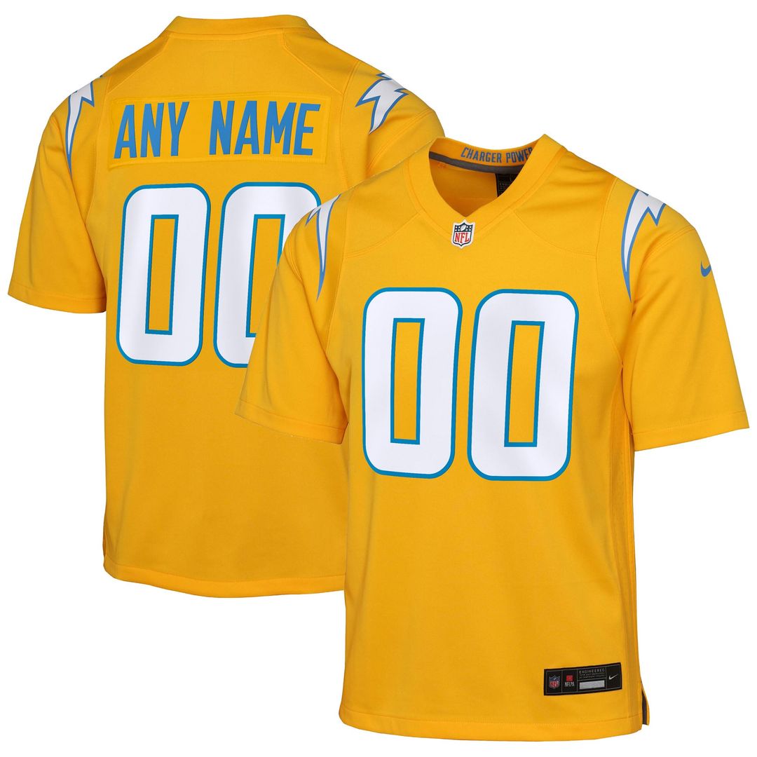 Los Angeles Chargers Nike Youth Alternate Charger Power Game Custom Official Jersey - Gold