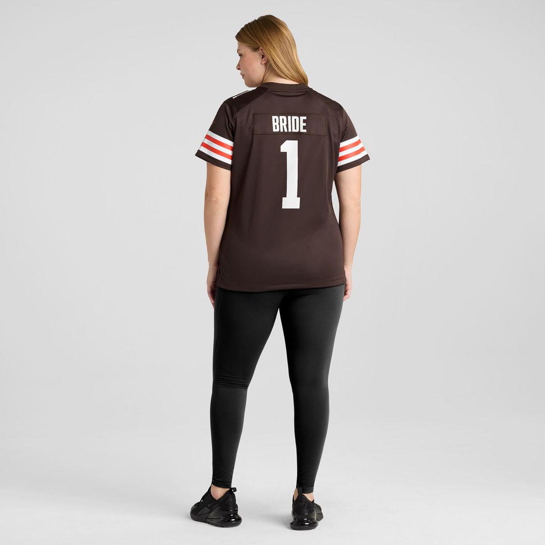 Number 1 Bride Cleveland Browns Nike Women's Game Official Jersey - Brown