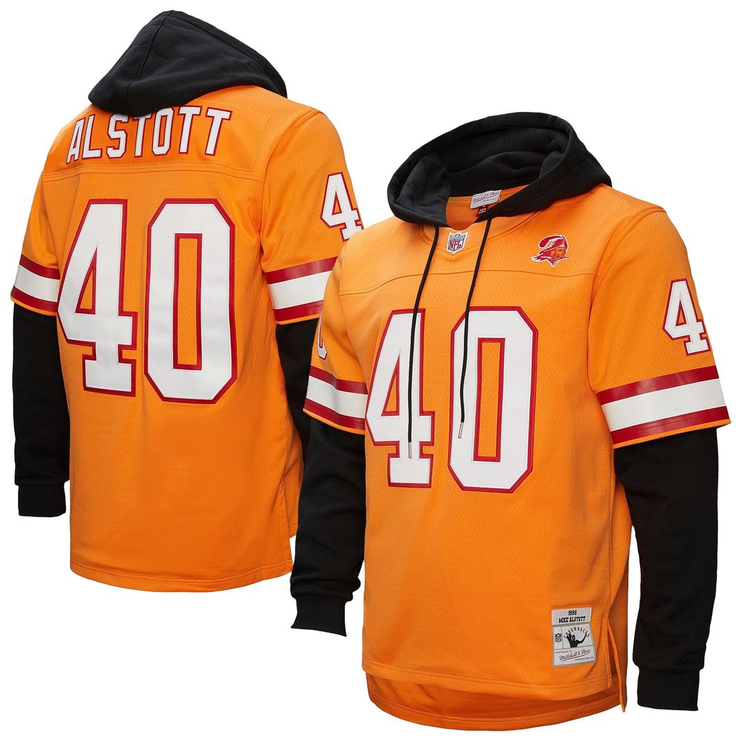 Mike Alstott Tampa Bay Buccaneers Mitchell & Ness Player Name & Number Hoodie Legacy Official Jersey - Orange
