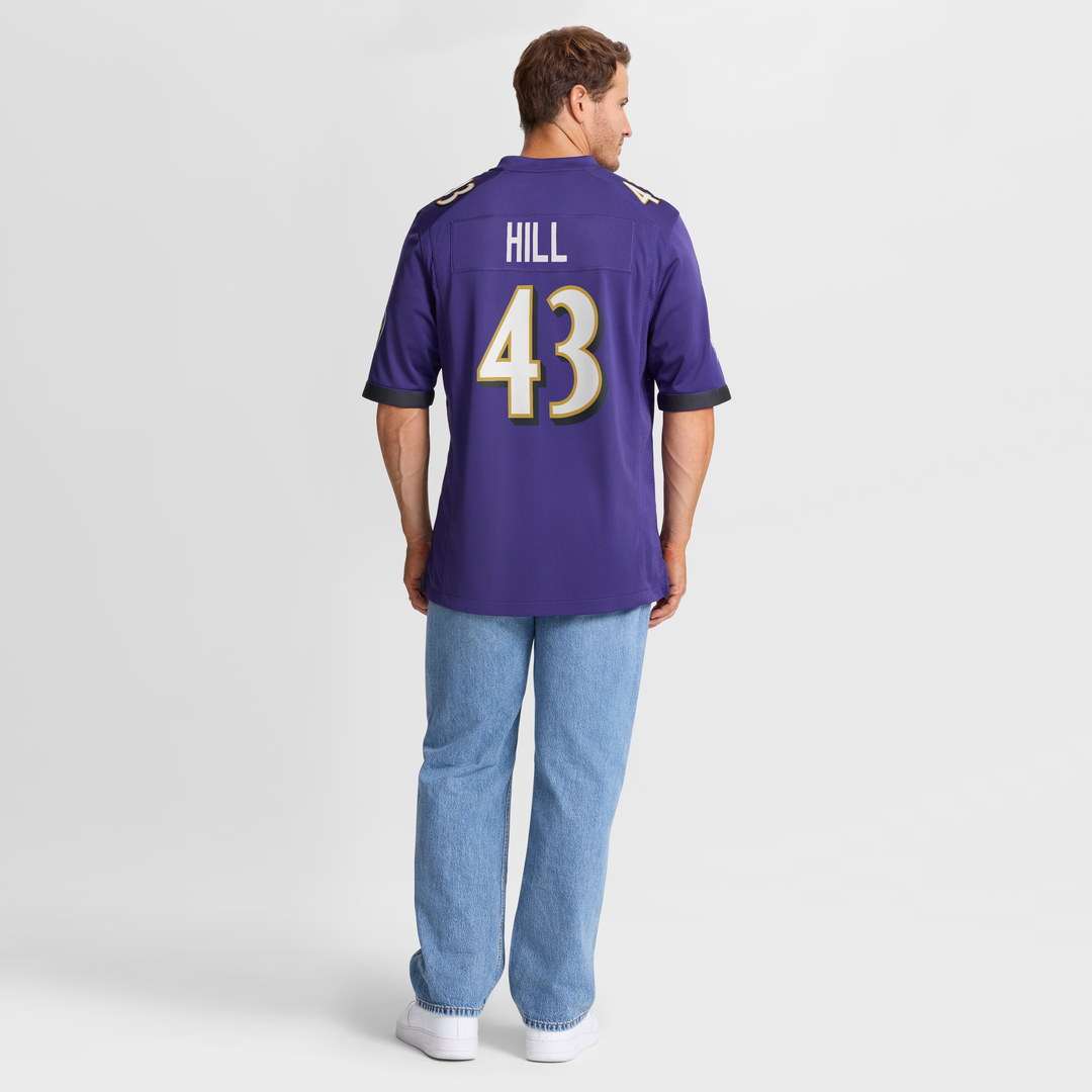 Justice Hill Baltimore Ravens Nike Game Official Jersey - Purple