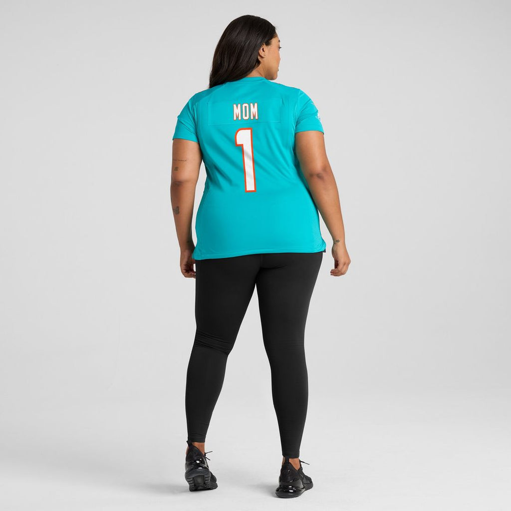 Number 1 Mom Miami Dolphins Nike Women's Game Official Jersey - Aqua
