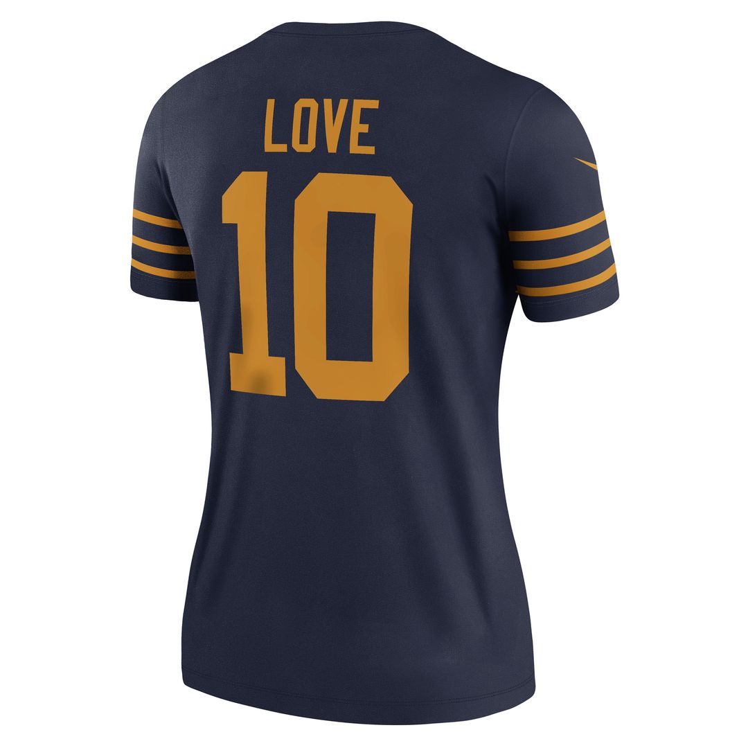 Jordan Love Green Bay Packers Nike Women's The 1923 Classic Legend Player Dri-FIT Top - Navy