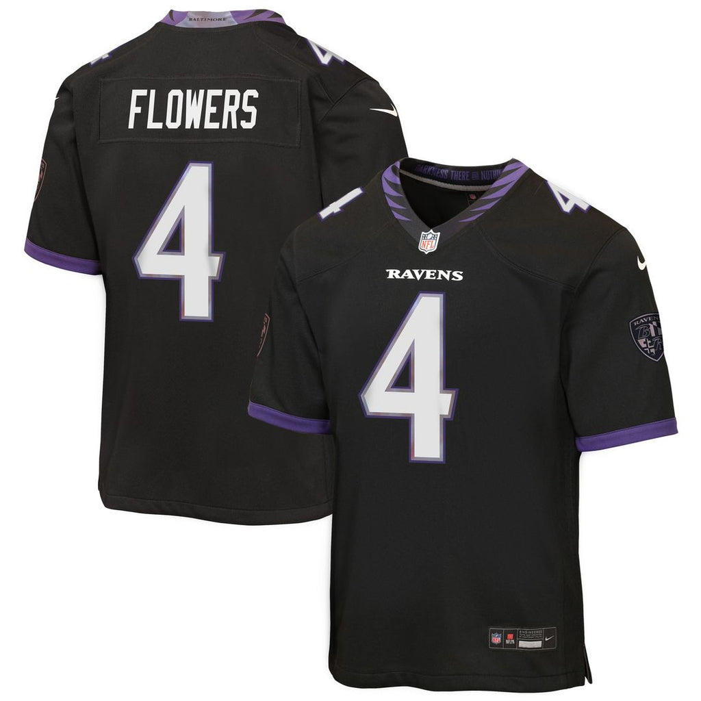 Zay Flowers Baltimore Ravens Nike Youth Alternate Game Official Jersey - Black