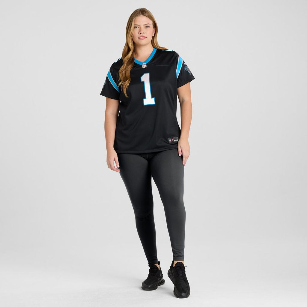 Number 1 Bride Carolina Panthers Nike Women's Game Official Jersey - Black