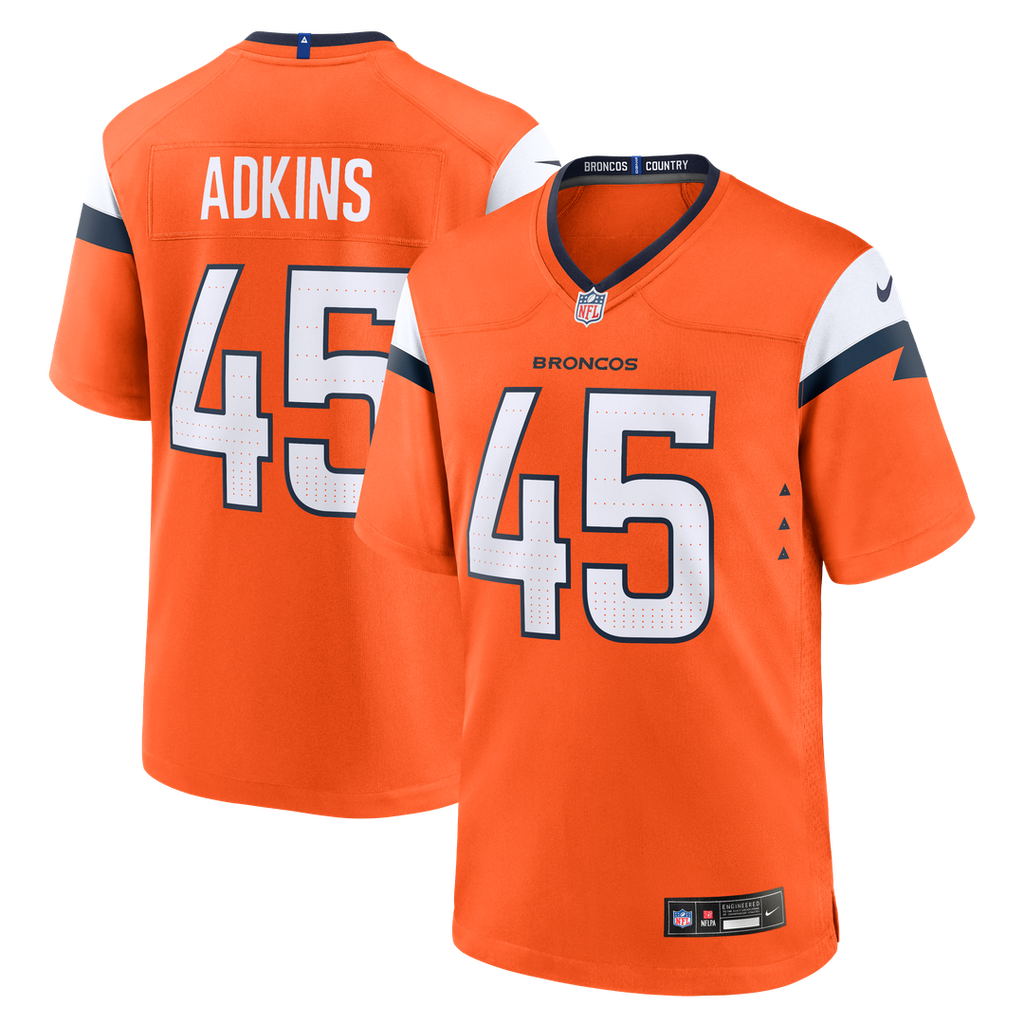Nate Adkins Denver Broncos Nike Team Game Official Jersey -  Orange