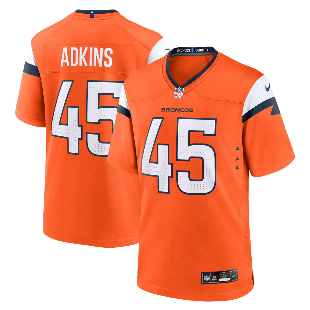 Nate Adkins Denver Broncos Nike Team Game Official Jersey -  Orange
