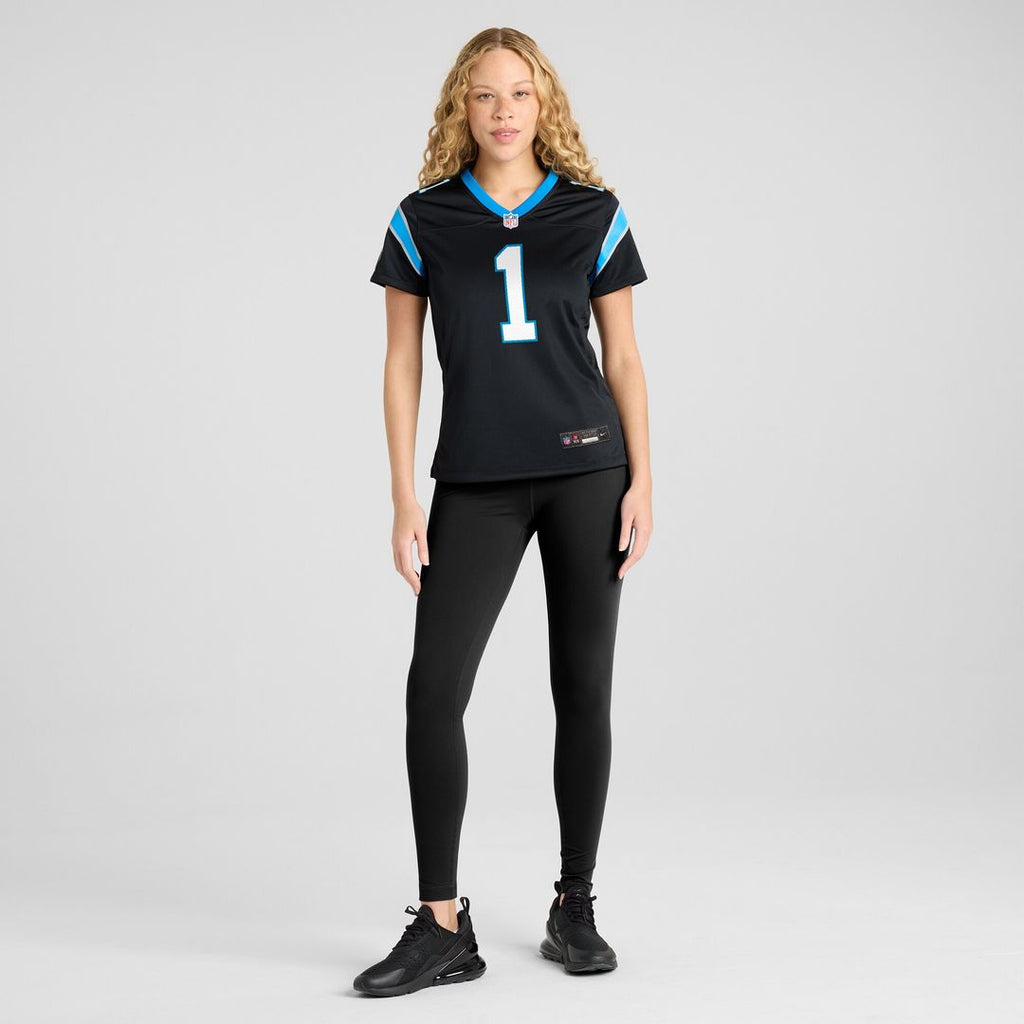 Number 1 Bride Carolina Panthers Nike Women's Game Official Jersey - Black