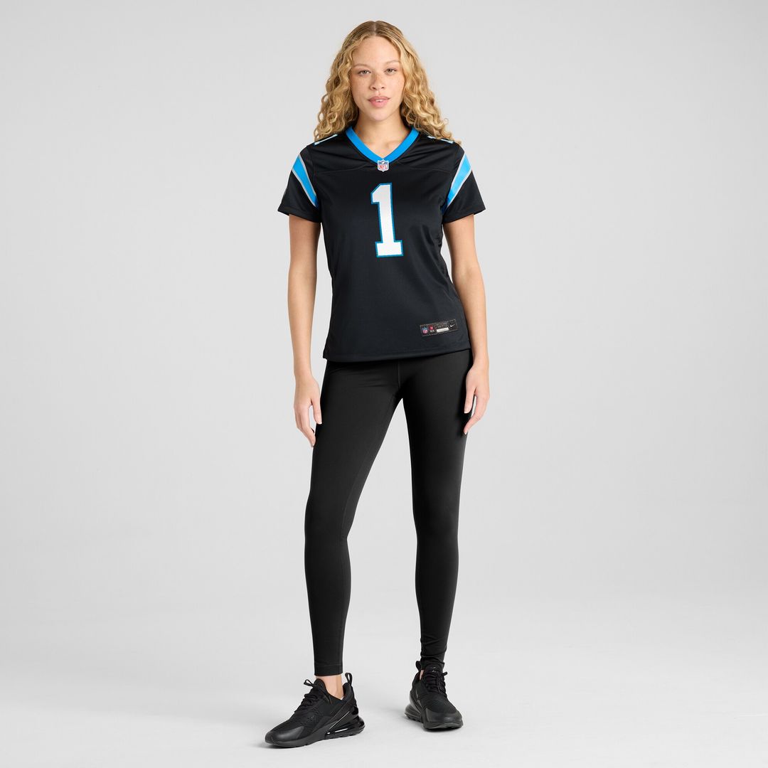 Number 1 Bride Carolina Panthers Nike Women's Game Official Jersey - Black
