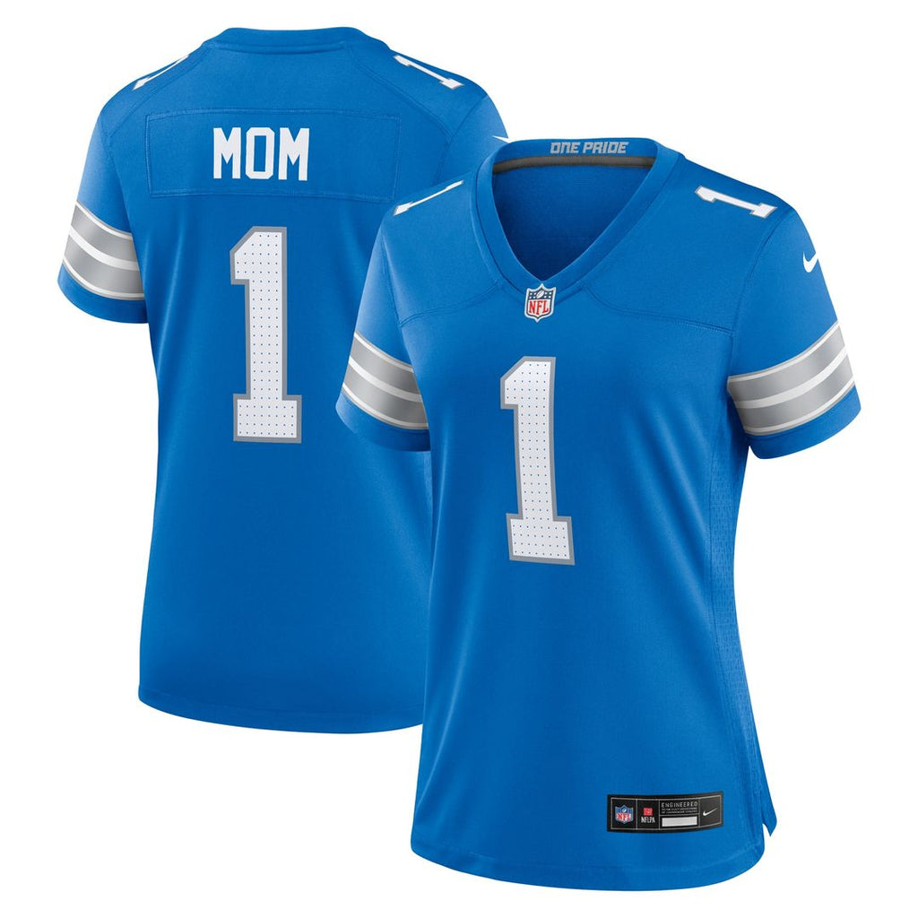 Number 1 Mom Detroit Lions Nike Game Official Jersey - Blue