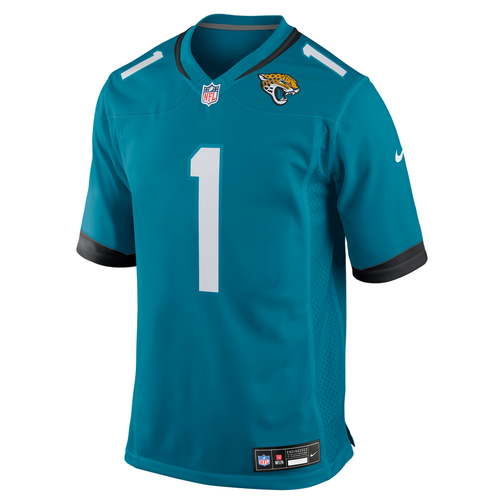 Number 1 Groom Jacksonville Jaguars Nike Game Official Jersey - Teal