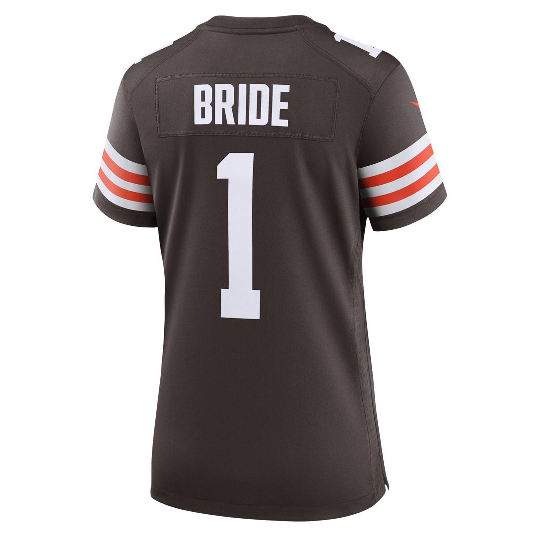 Number 1 Bride Cleveland Browns Nike Women's Game Official Jersey - Brown