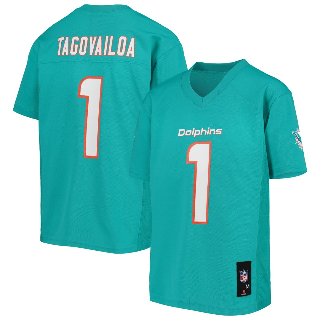 Tua Tagovailoa Miami Dolphins Youth Player Replica Jersey - Aqua