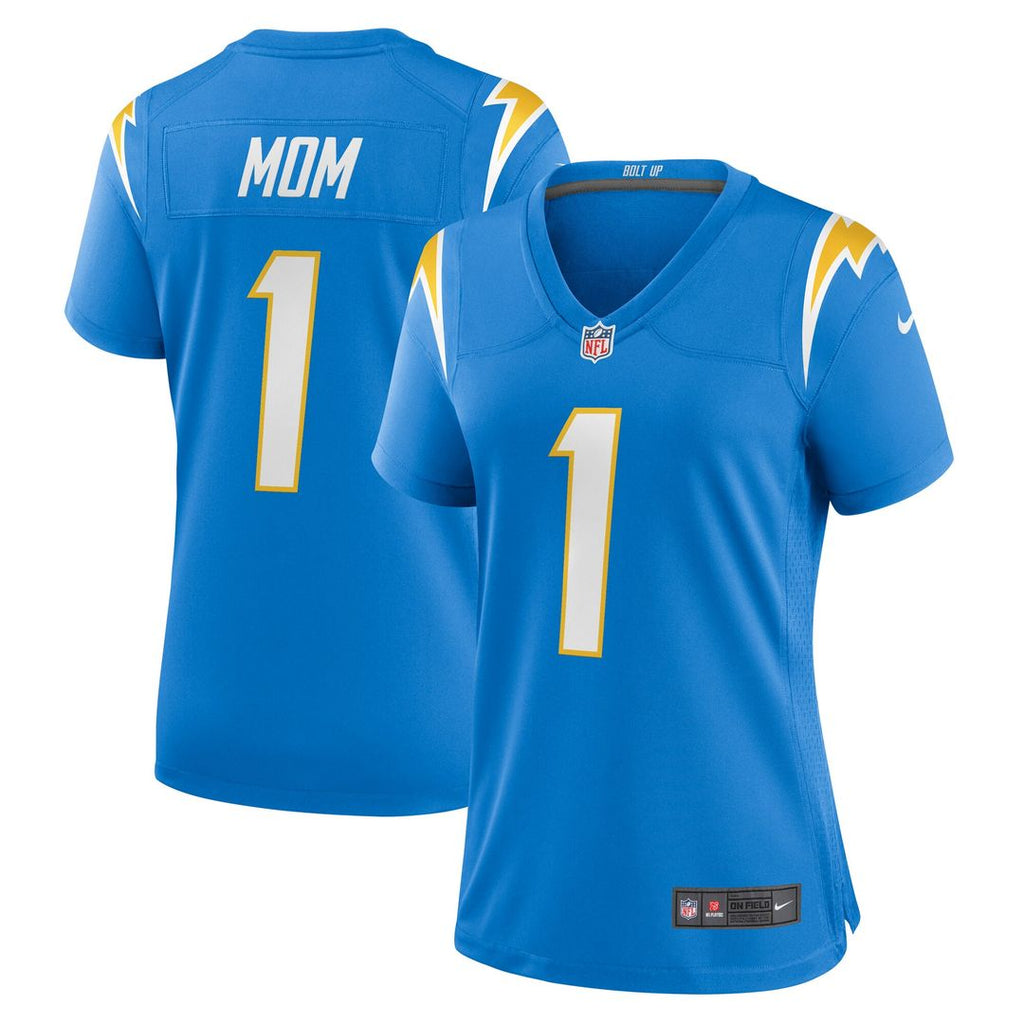 Number 1 Mom Los Angeles Chargers Nike Women's Game Official Jersey - Powder Blue