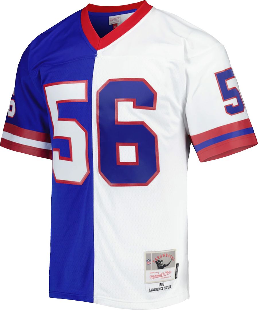 Lawrence Taylor New York Giants Mitchell & Ness 1986 Split Legacy Replica Official Jersey - Royal/White