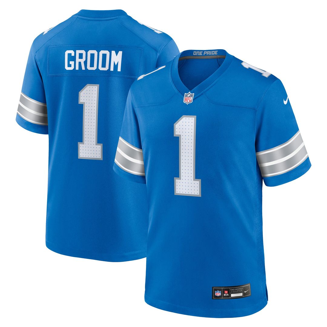 Number 1 Groom Detroit Lions Nike Game Jersey - Blue