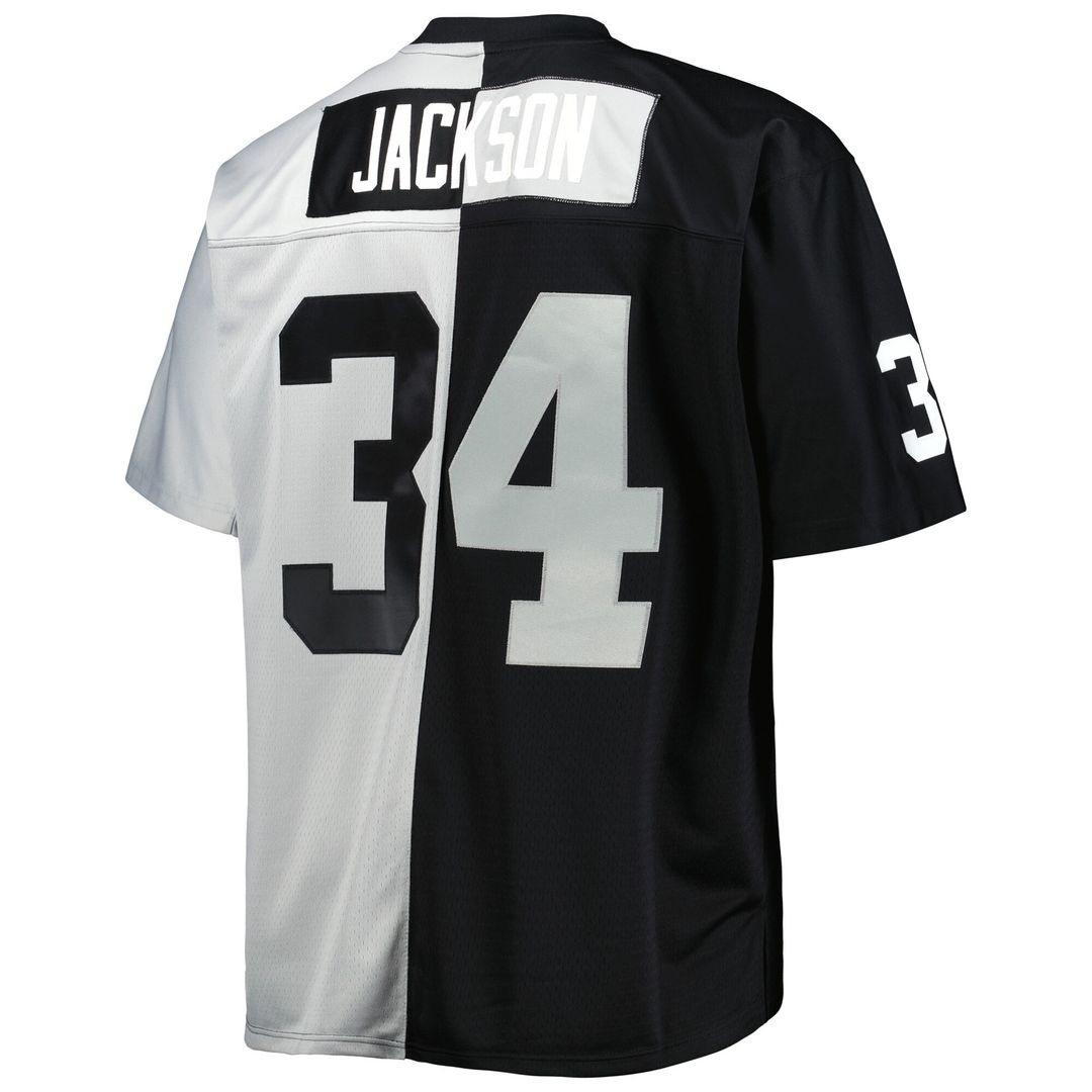 Bo Jackson Las Vegas Raiders Mitchell & Ness Big & Tall Split Legacy Retired Player Replica Official Jersey - Black/Silver