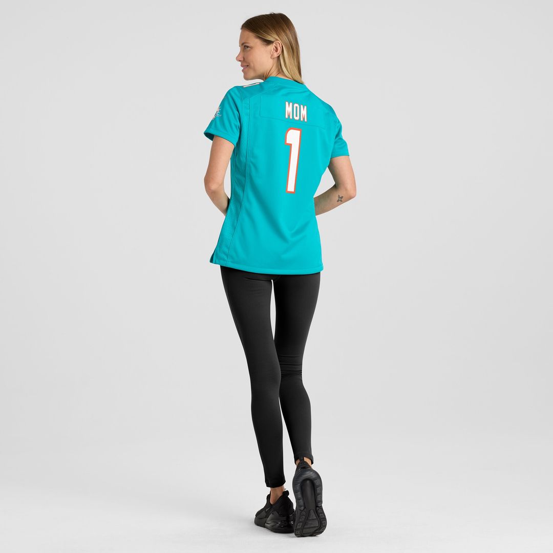 Number 1 Mom Miami Dolphins Nike Women's Game Official Jersey - Aqua