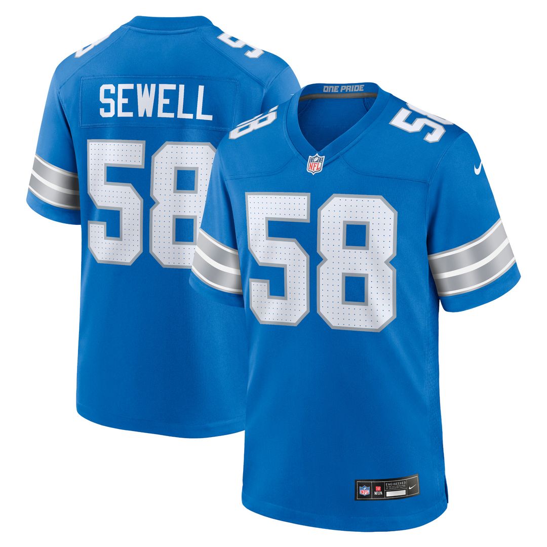 Penei Sewell Detroit Lions Nike Game Official Jersey - Blue