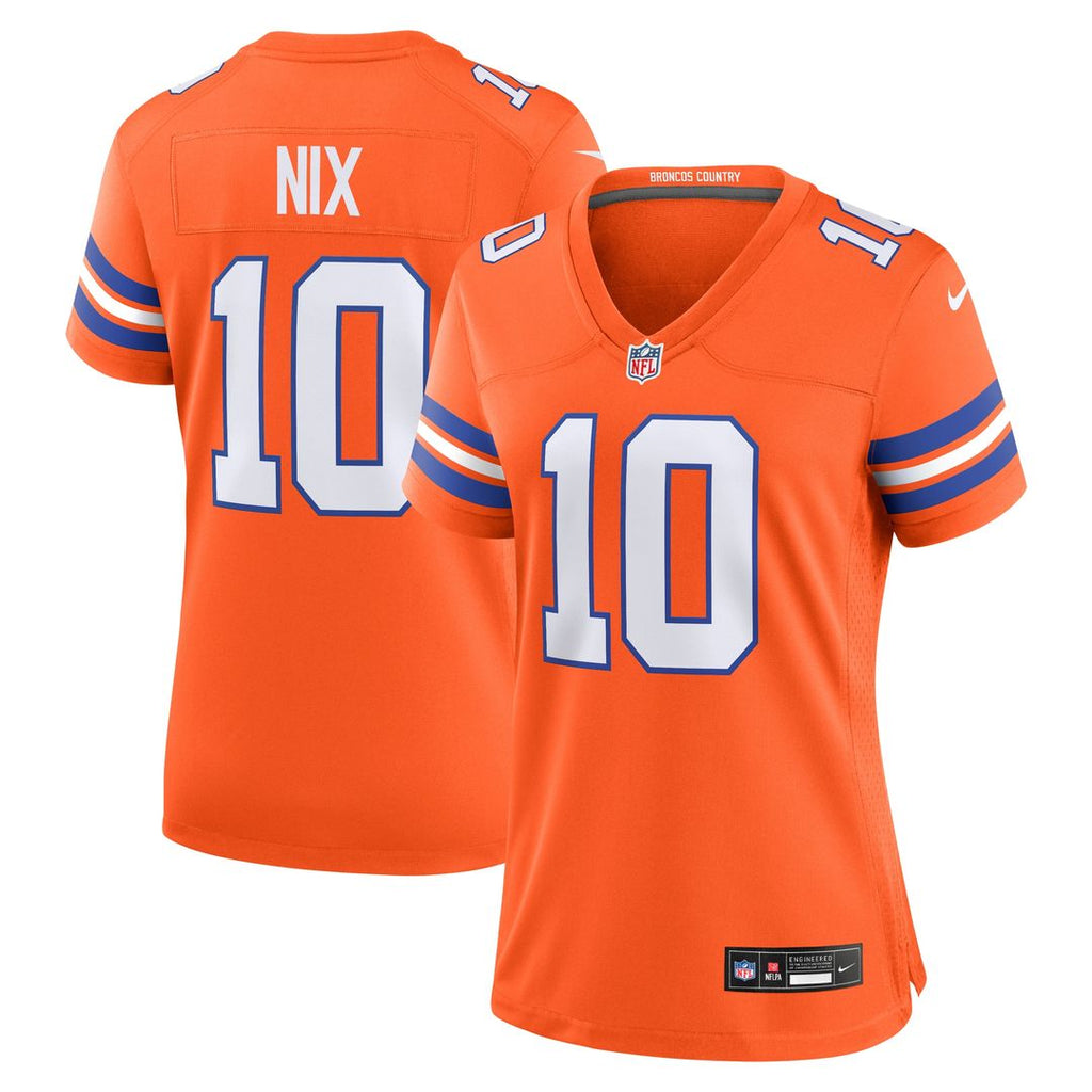 Bo Nix Denver Broncos Nike Women's Mile High Collection 1977 Throwback Player Game Official Jersey - Orange