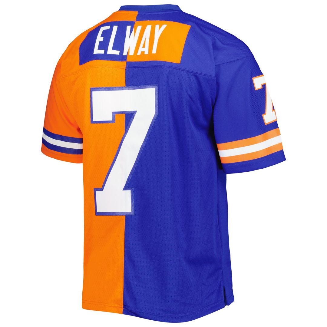 John Elway Denver Broncos Mitchell & Ness 1990 Split Legacy Replica Official Jersey - Royal/Orange