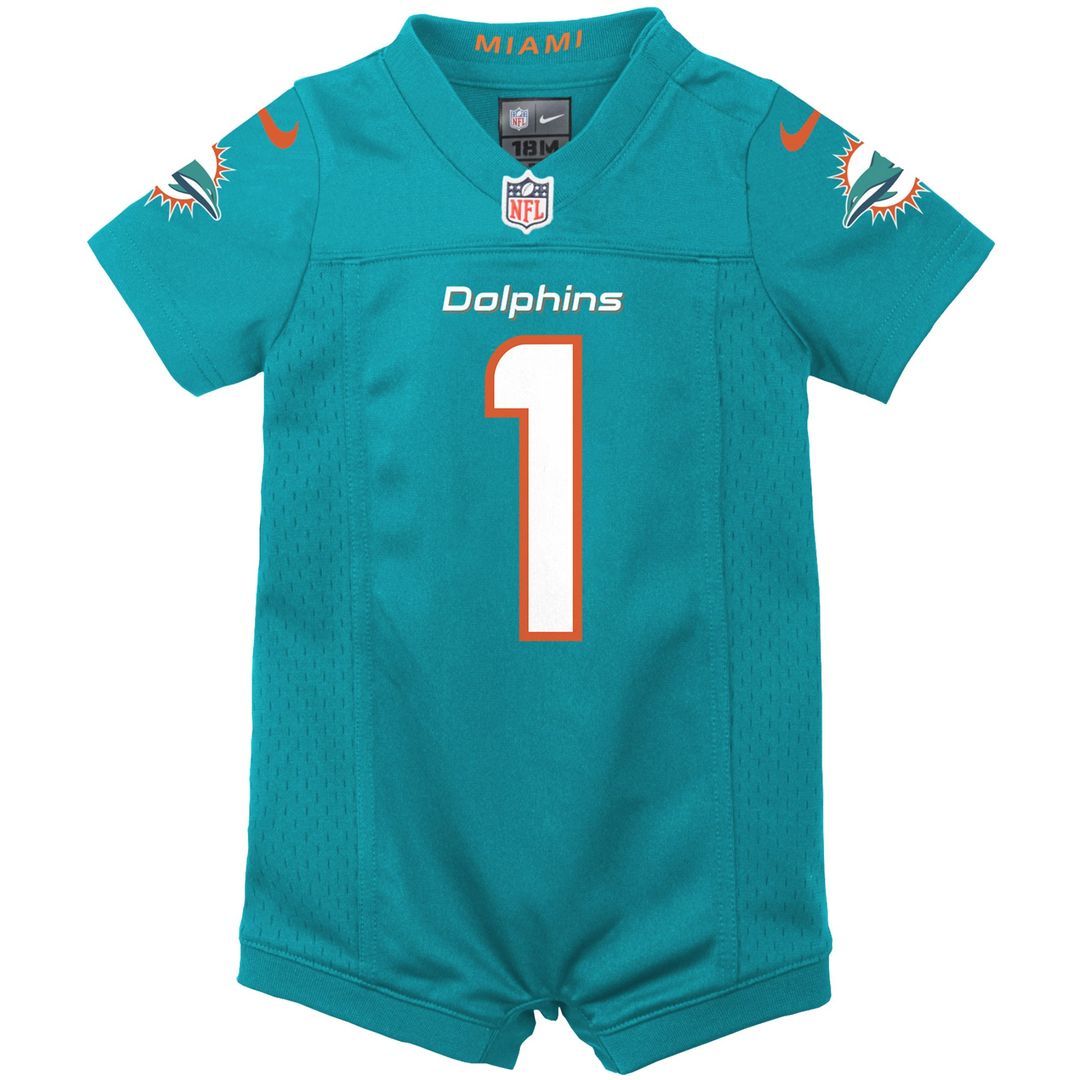 Tua Tagovailoa Miami Dolphins Nike Newborn & Infant Game Romper Official Jersey - Aqua