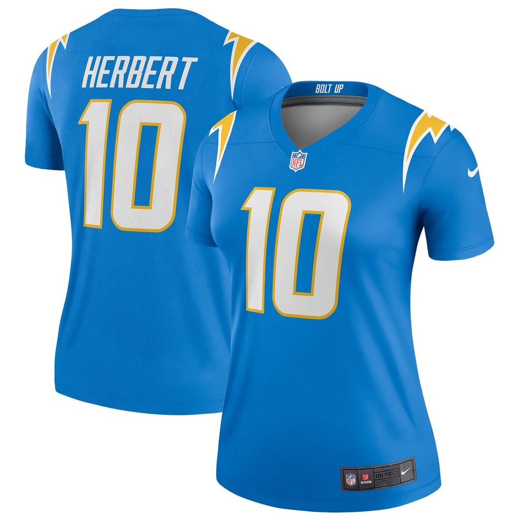 Justin Herbert Los Angeles Chargers Nike Women's Legend Player Performance Top - Powder Blue