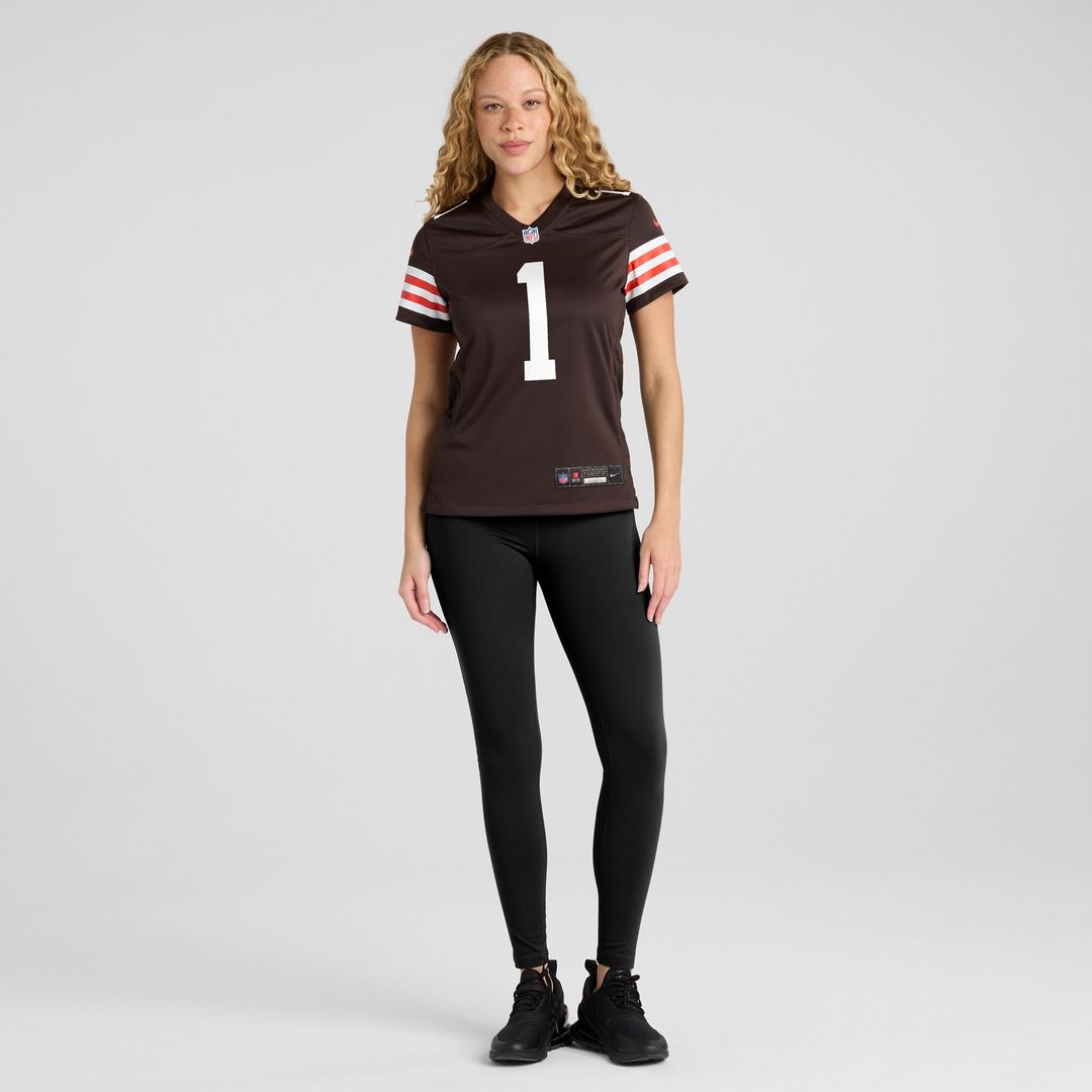 Number 1 Bride Cleveland Browns Nike Women's Game Official Jersey - Brown