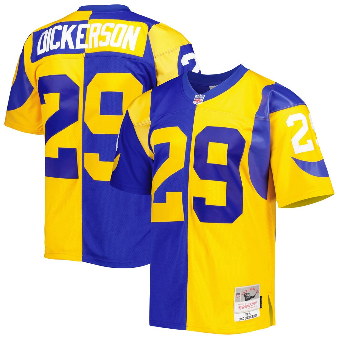 Eric Dickerson Los Angeles Rams Mitchell & Ness 1984 Split Legacy Replica Official Jersey - Royal/Gold