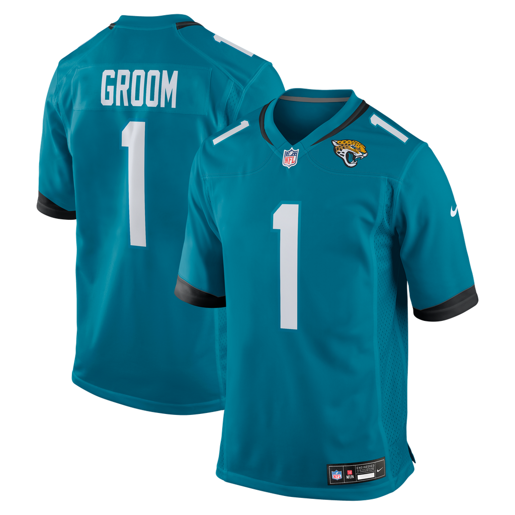 Number 1 Groom Jacksonville Jaguars Nike Game Official Jersey - Teal