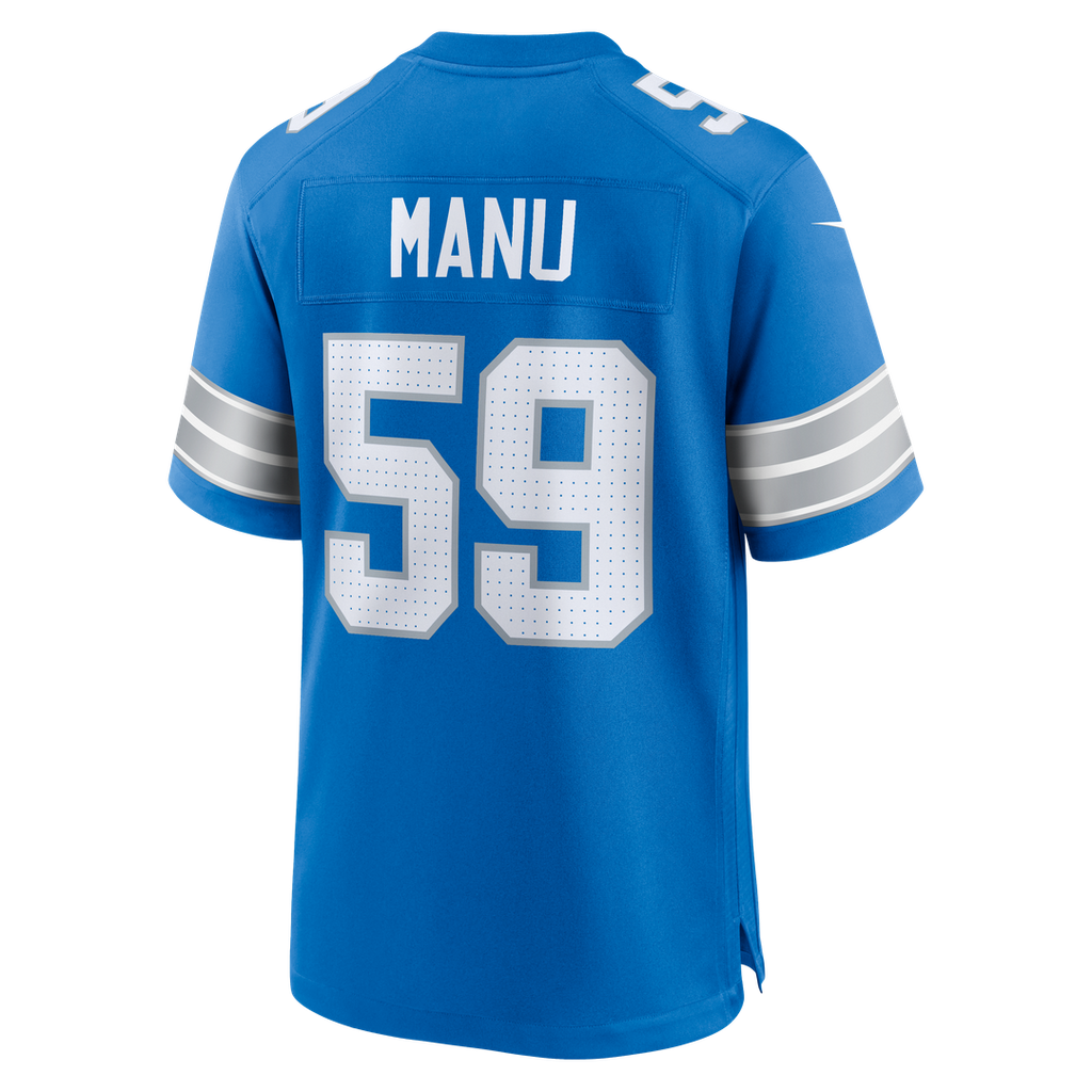 Giovanni Manu Detroit Lions Nike Team Game Official Jersey -  Blue