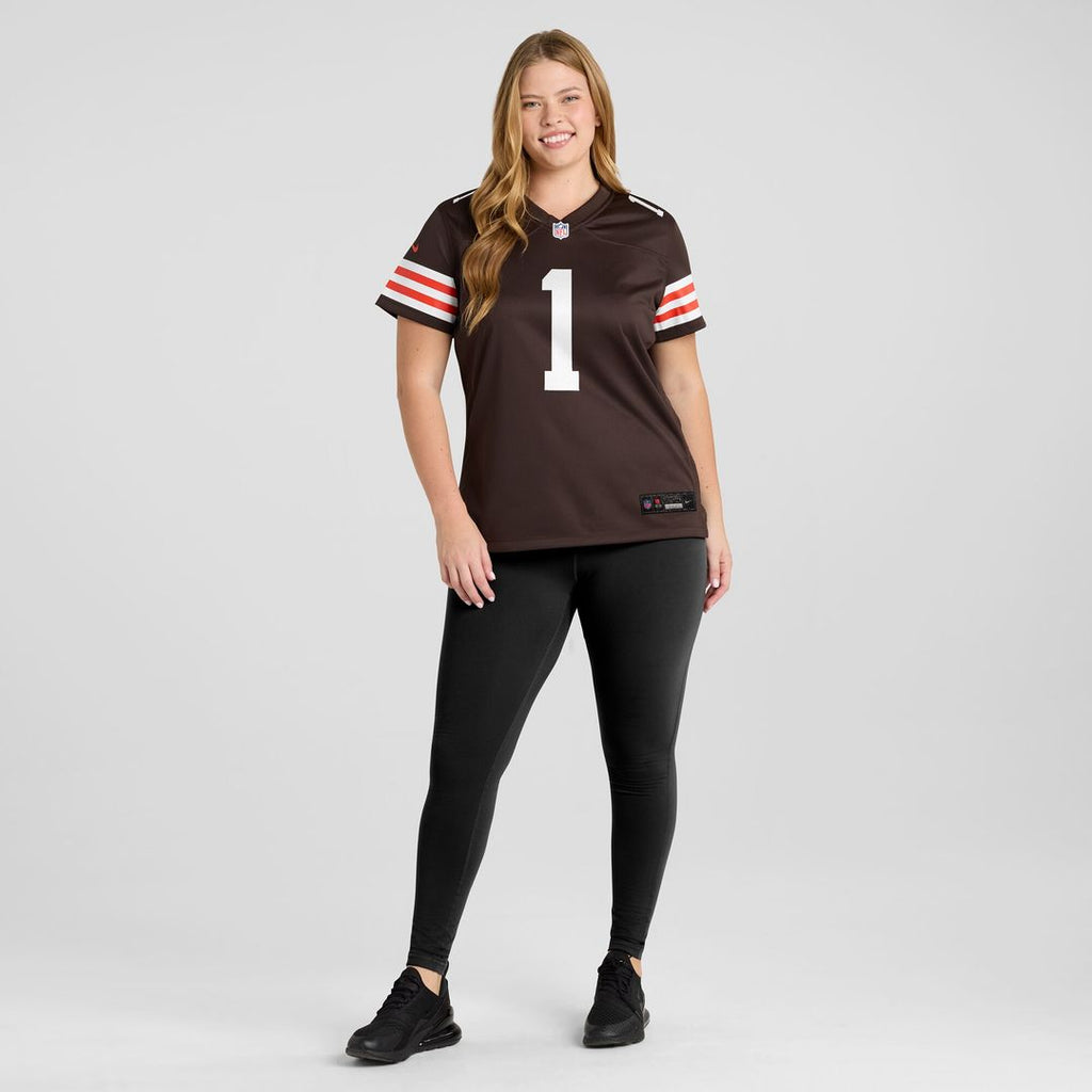 Number 1 Bride Cleveland Browns Nike Women's Game Official Jersey - Brown