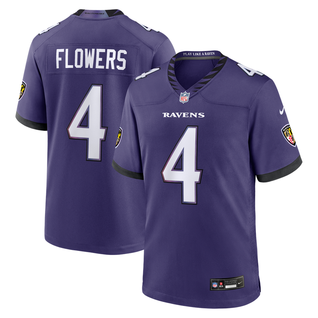 Zay Flowers Baltimore Ravens Nike Team Game Official Jersey - Purple
